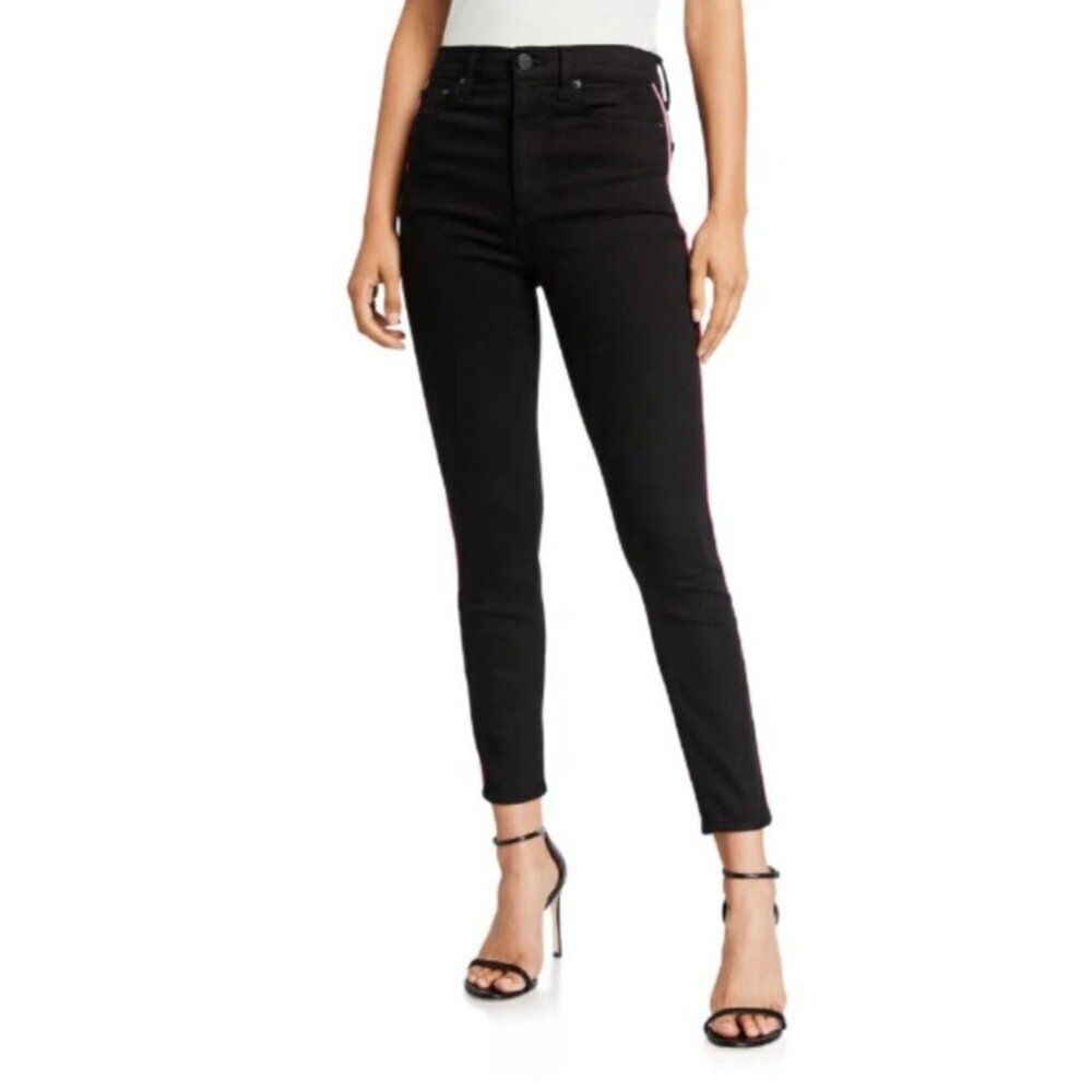 Alice Olivia Black Night Fever Good High Rise Ankle Skinny Jeans Denim 25